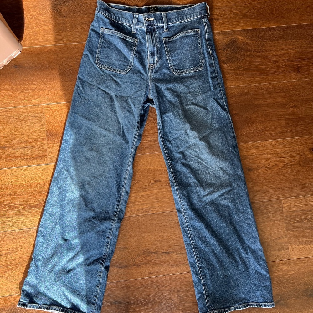 J. Crew Factory Wide-leg patch-pocket full-length jean